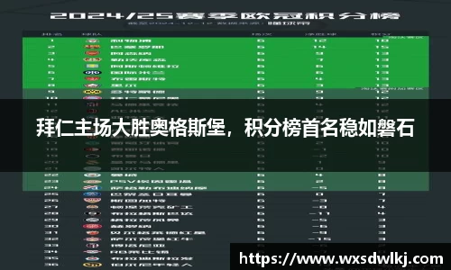 拜仁主场大胜奥格斯堡，积分榜首名稳如磐石